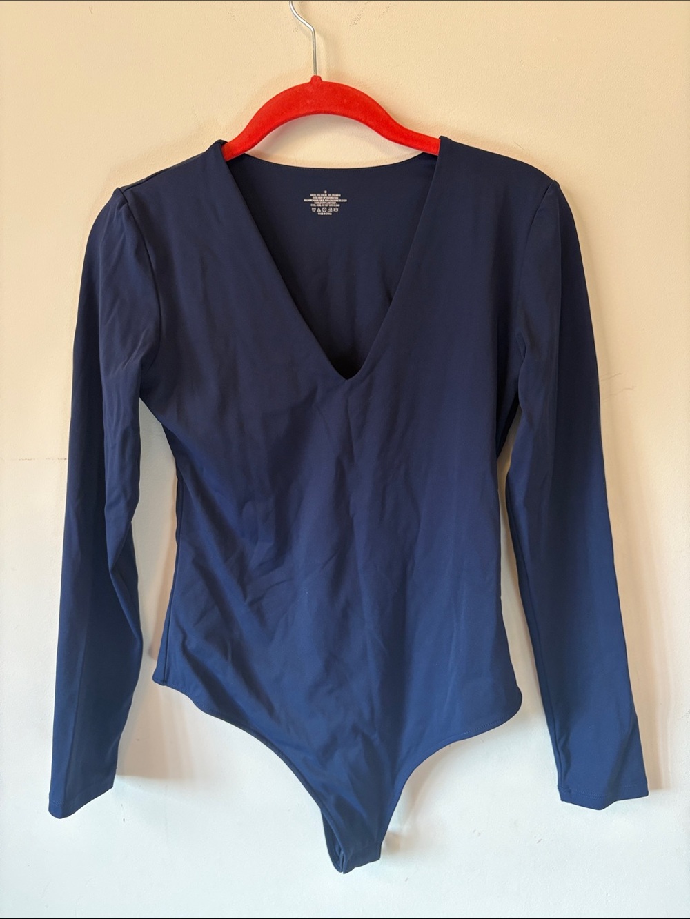Source Unknown Navy Long-Sleeve V-Neck Bodysuit